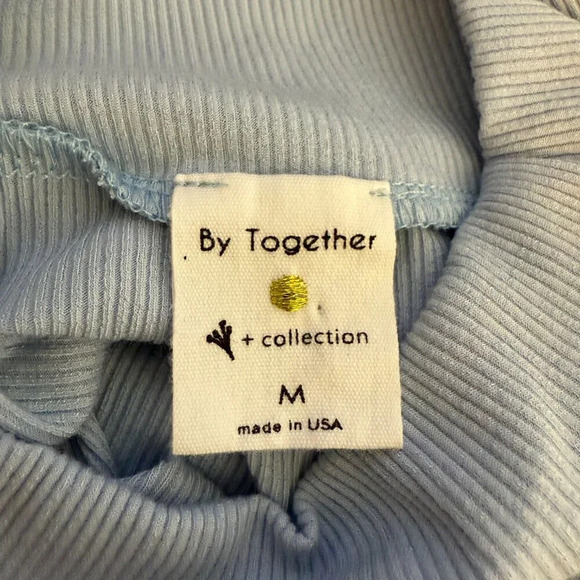 NWOT By Together Every Layer Top Ribbed Mock Neck Women's Medium Light Blue - Picture 10 of 11